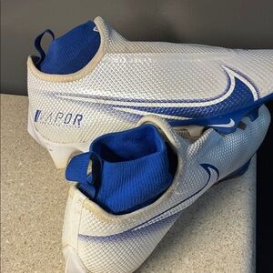 Nike White and Blue Vapor 360 Pro Ghost Lace Cleats